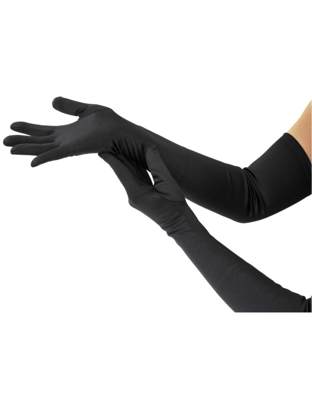 New Nackiy Long Black Opera Gloves for Women 1920s Satin Stretchy Elbow Length